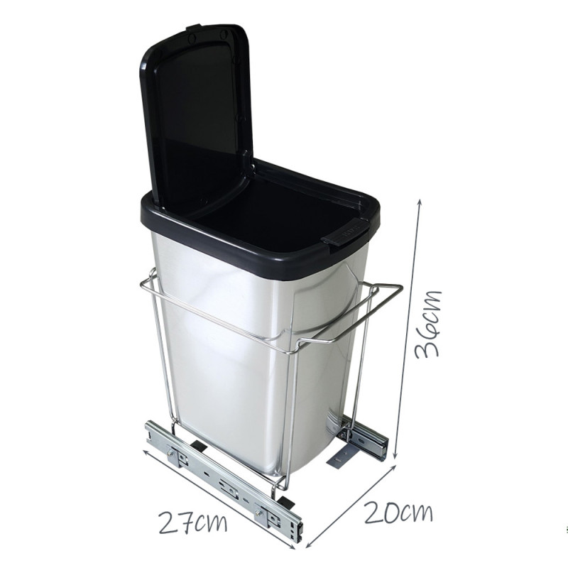Lixeira Deslizante Simples Cromada de Base